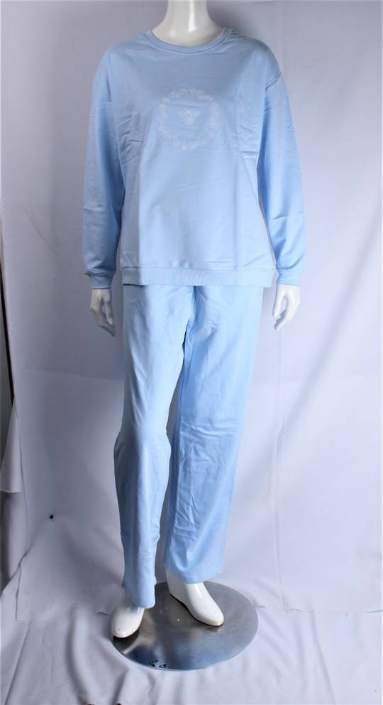 Warm cotton embroidered  winter pyjamas queen bee blue S,M,L Style :AL/QB/PJ/BLU